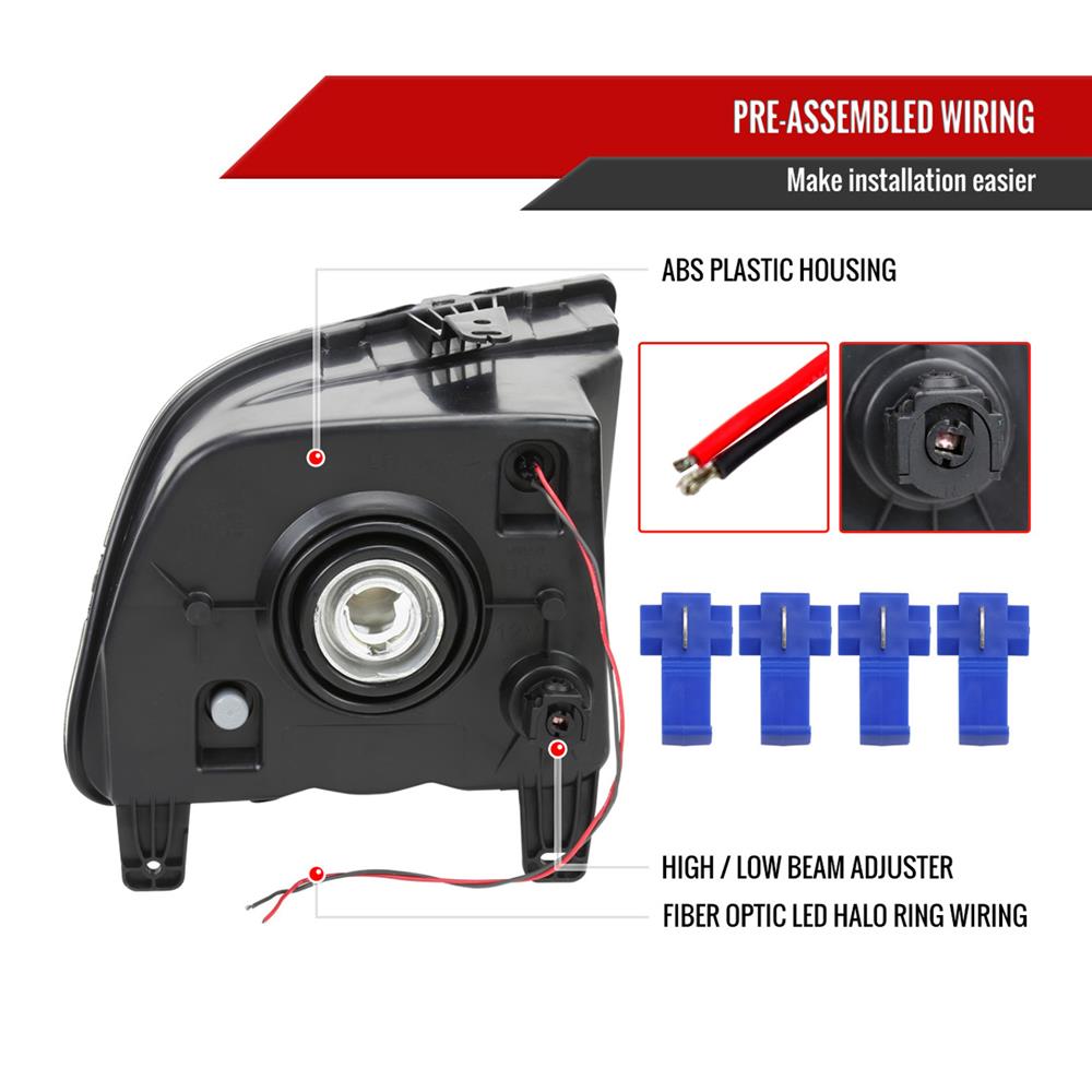 2005-09 Mustang Halo Headlights  - Black
