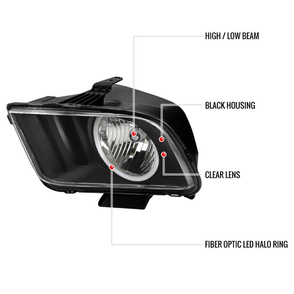 2005-09 Mustang Halo Headlights  - Black