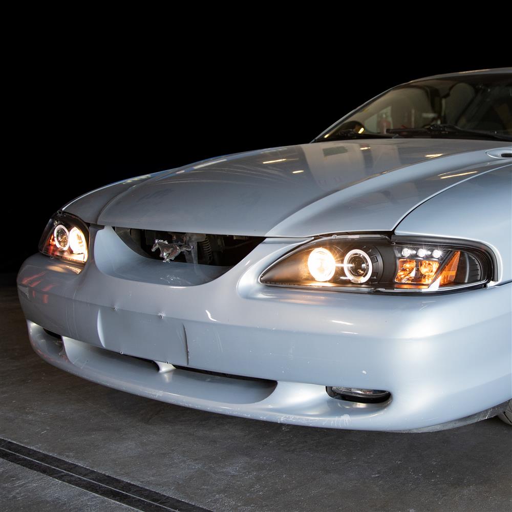 Mustang Halo LED Projector Headlight Kit - Black (94-98)