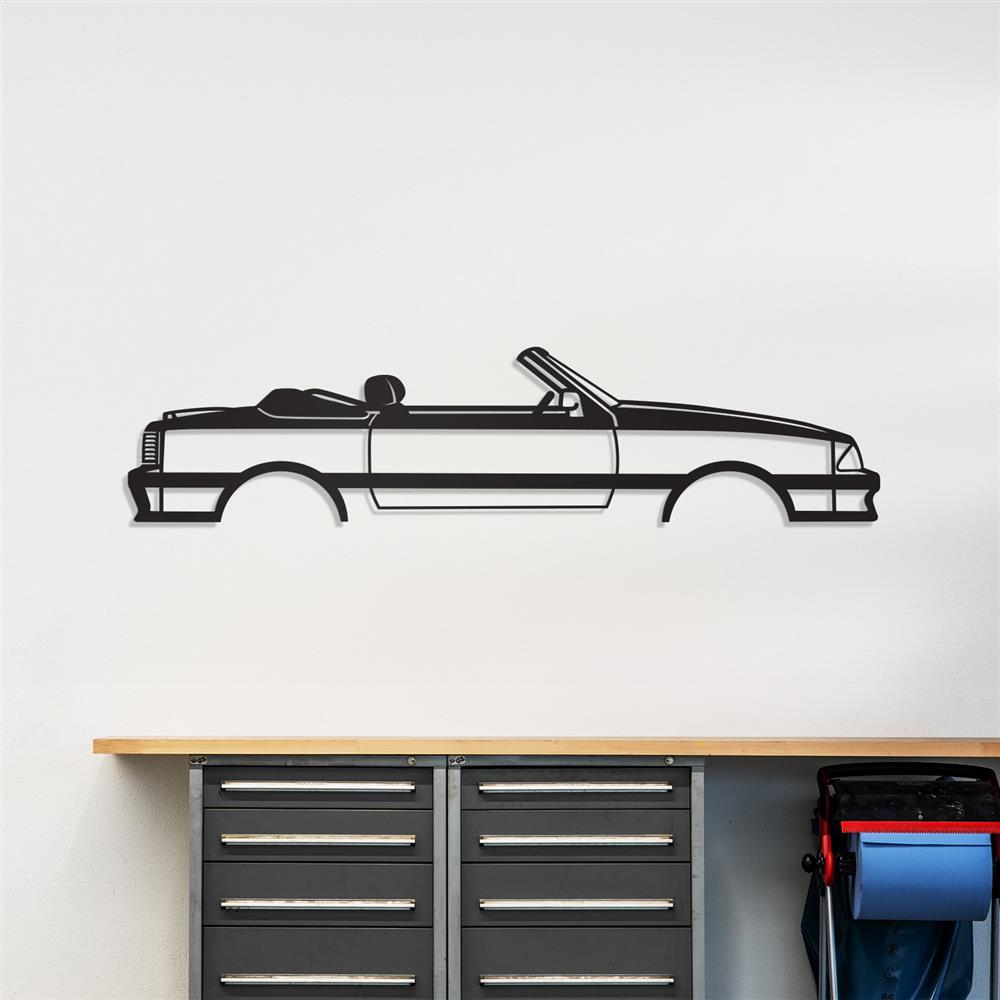 1987-1993 Mustang GT Convertible Silhouette Metal Wall Art