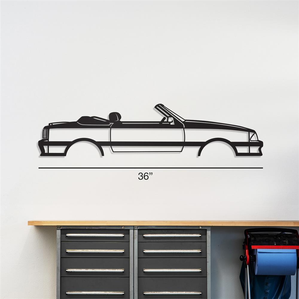 1987-1993 Mustang GT Convertible Silhouette Metal Wall Art