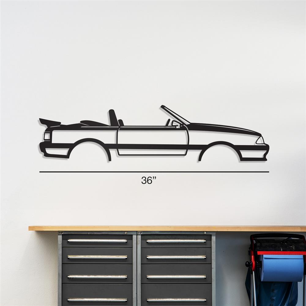 1987-93 Mustang Silhouette Metal Wall Art - Convertible With Wing