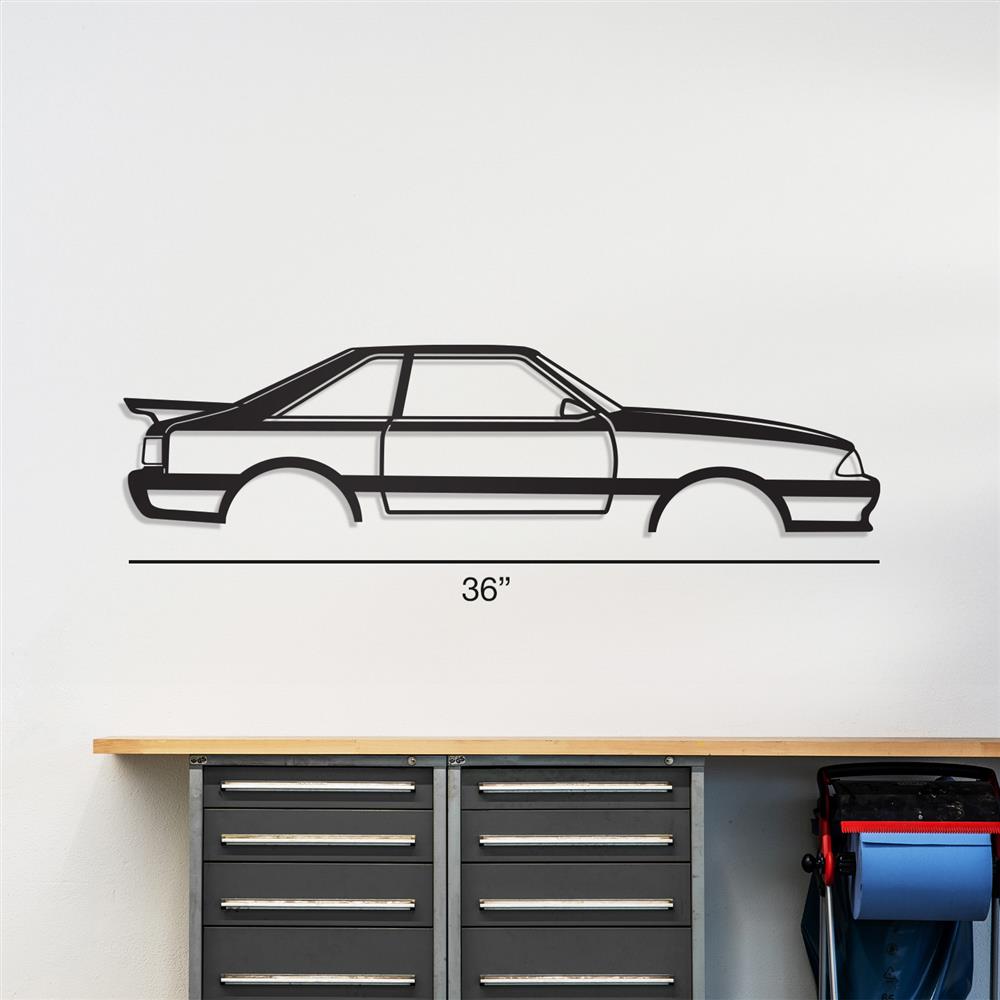 1987-93 Mustang Silhouette Metal Wall Art - Hatchback With Wing