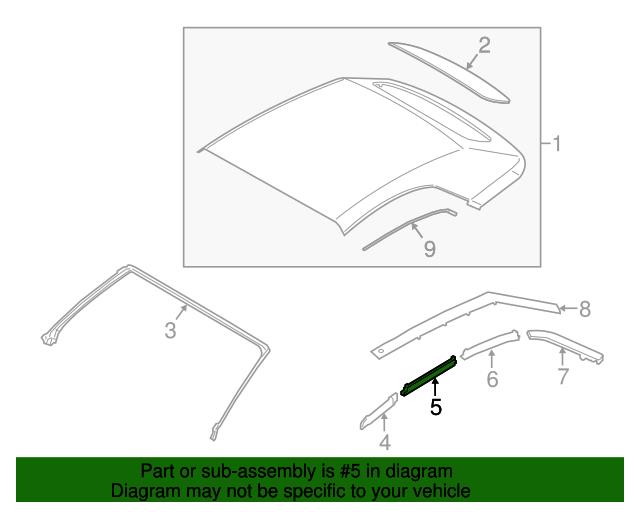 2015-2016 Mustang Top Side Rail Weatherstrip - Middle - RH - Before 01/10/16 - Convertible