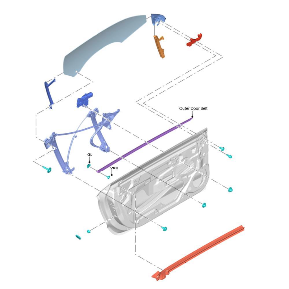 2015-23 Mustang Outer Door Belt Hardware