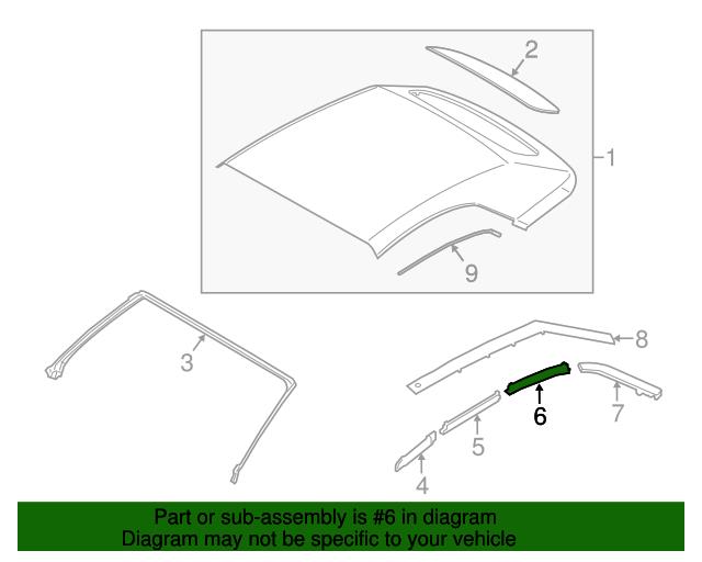 2015-2016 Mustang Top Side Rail Weatherstrip - Rear - RH - Before 01/10/16 - Convertible