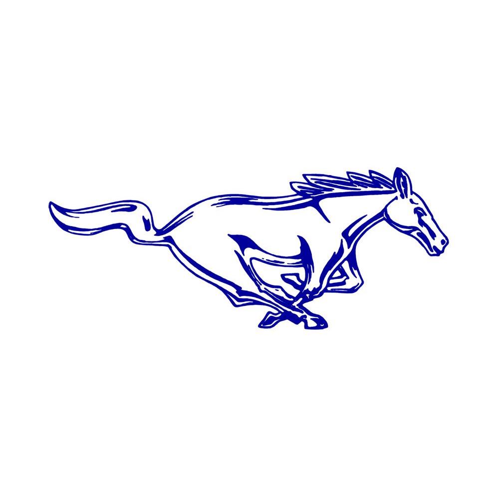 Mustang Running Pony Decal - RH - 8"  - Blue