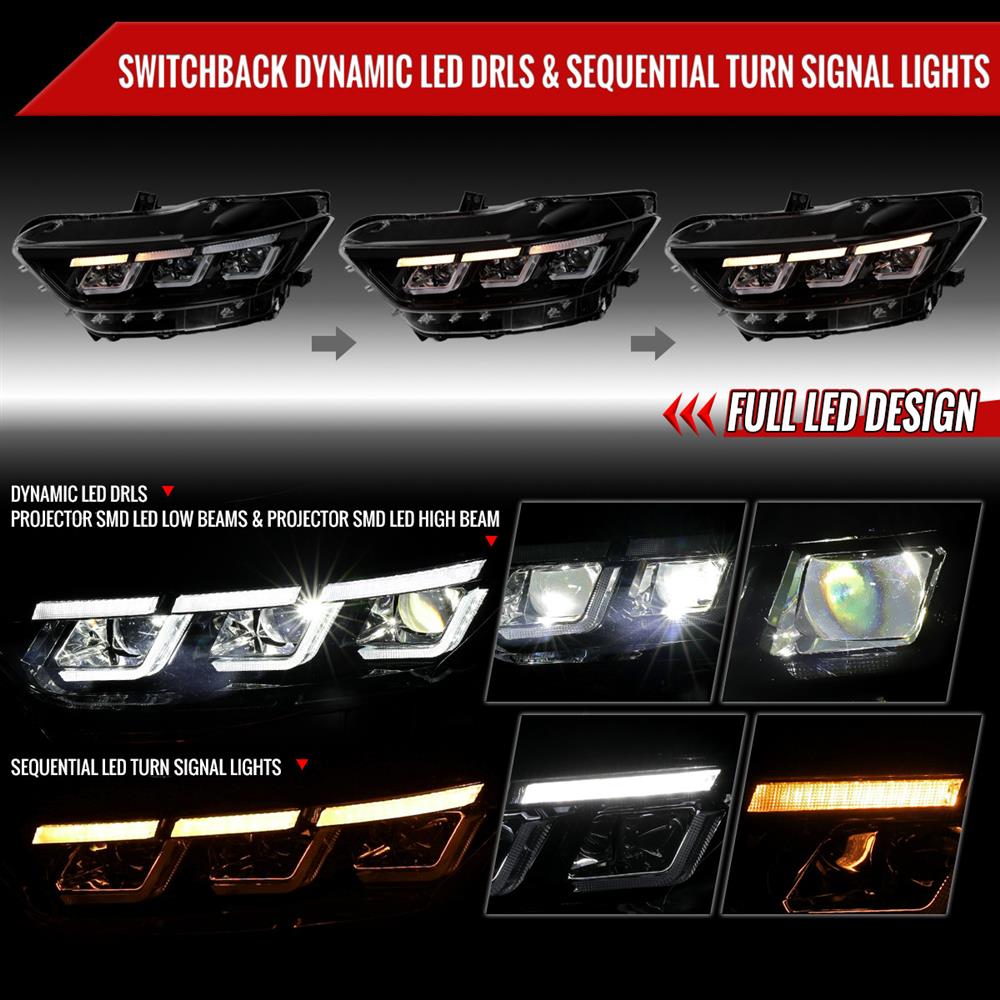 2015-17 Mustang S650 Style LED Projector Headlights
