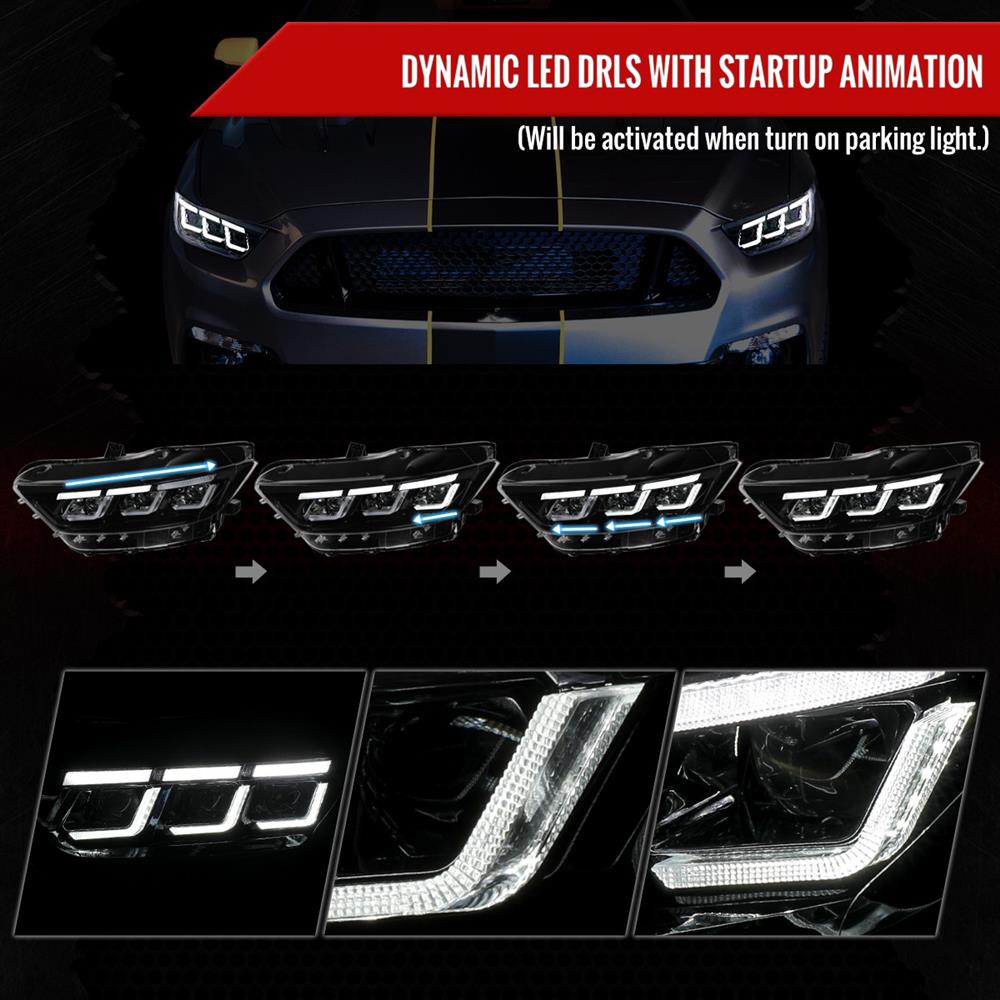 2015-17 Mustang S650 Style LED Projector Headlights