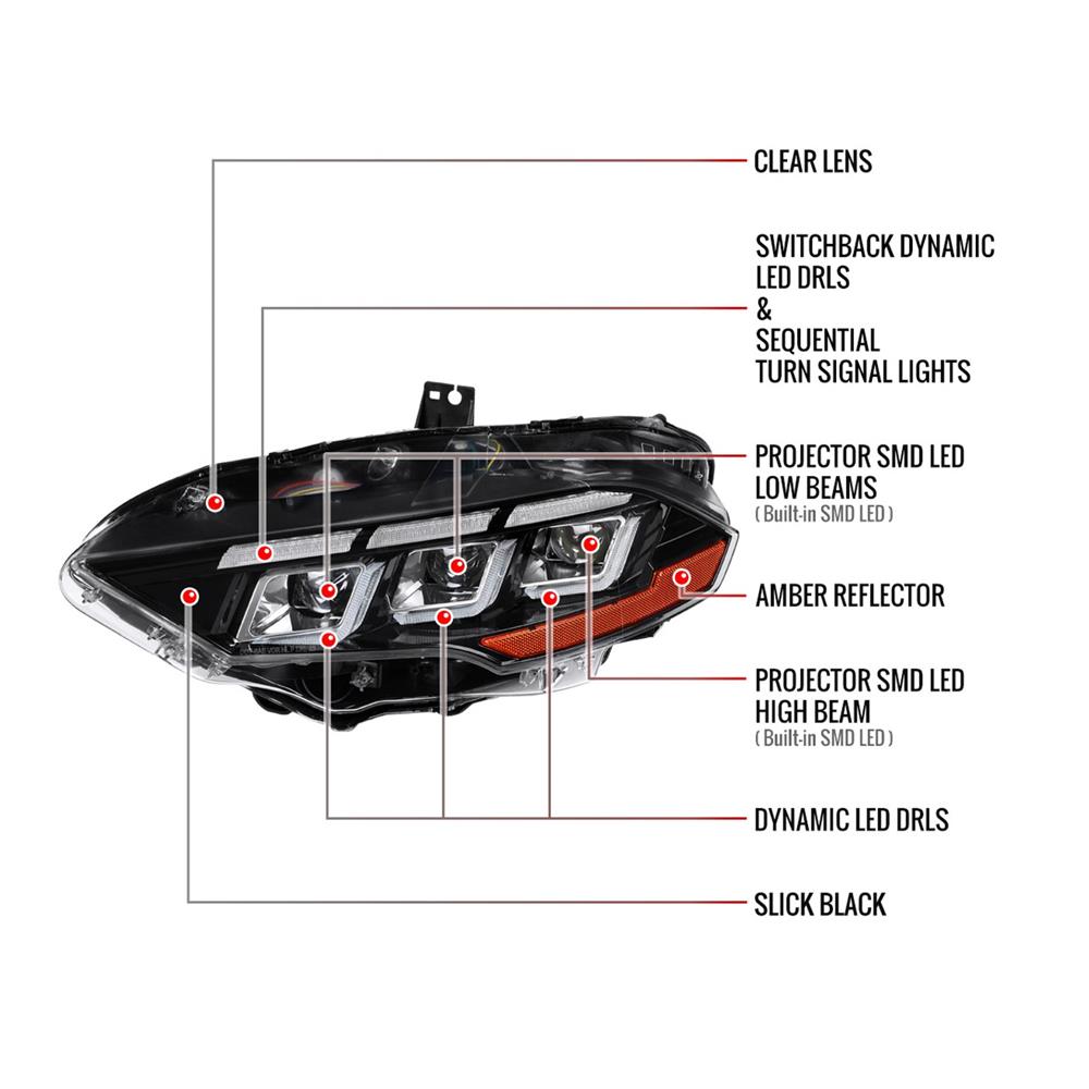 2018-23 Mustang S650 Style LED Projector Headlights