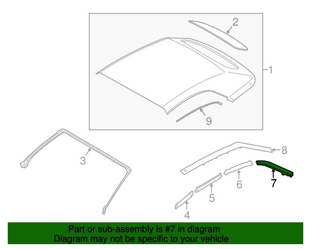 2016-2023 Mustang Top Side Rail Weatherstrip - Vertical - RH - After 01/10/16 - Convertible