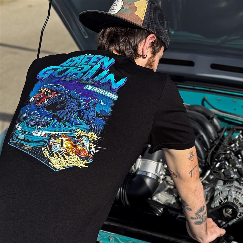 Green Goblin Fox Body Godzilla Swap T-Shirt  - Black