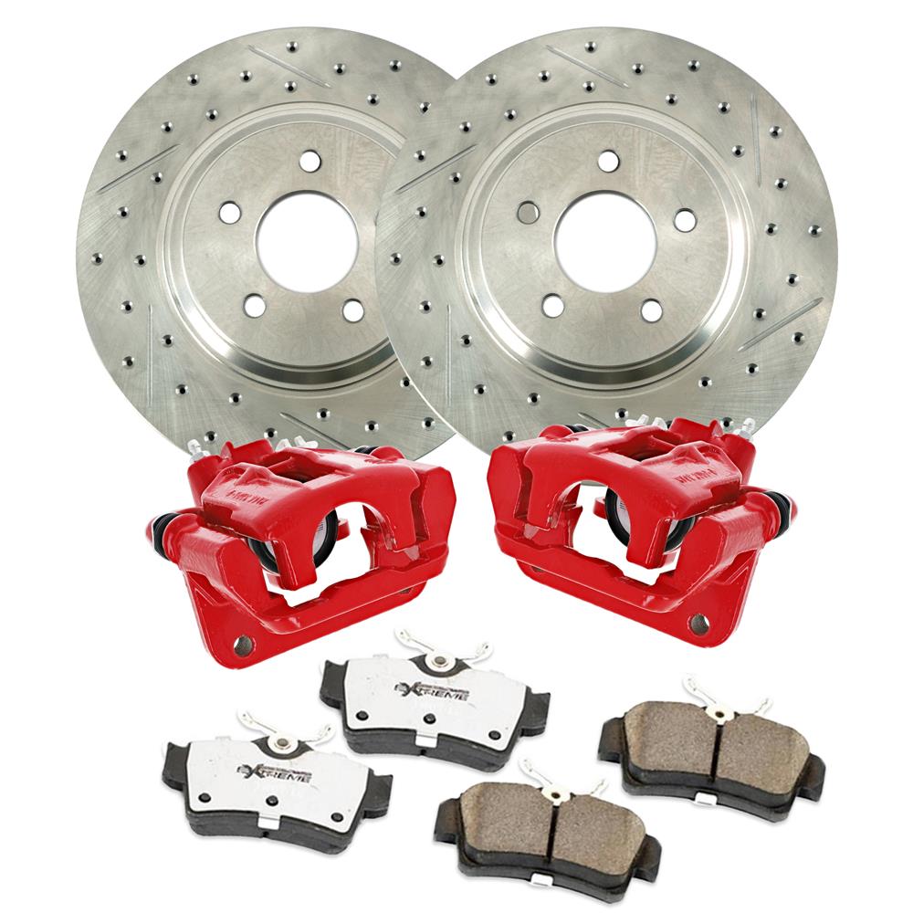 1994-2004 Mustang PowerStop 11.65" Cobra Style Rear Brake Kit w/ Drilled & Slotted Rotors - Red
