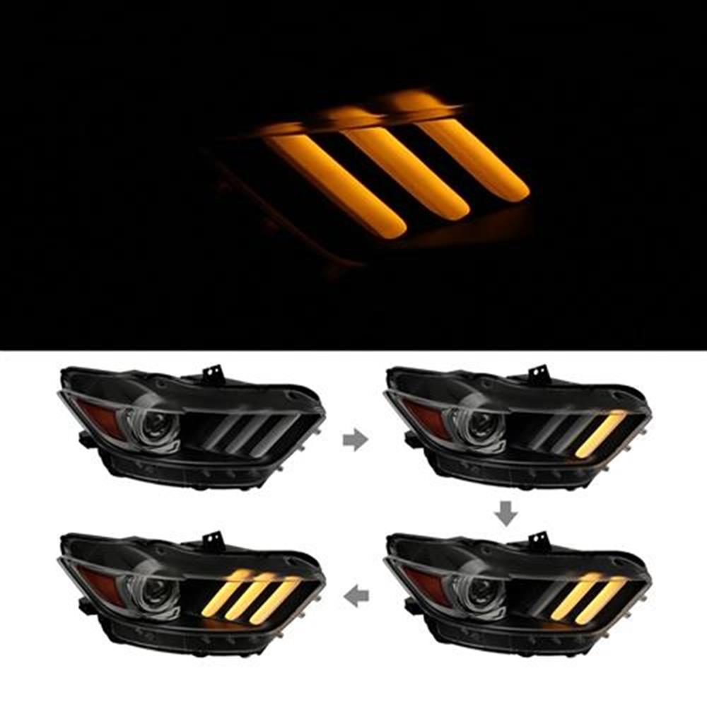 2015-2022 Mustang Shelby GT350/GT500 Spec-D Headlight Kit w/ Switchback Sequential LED Turn - Smoked