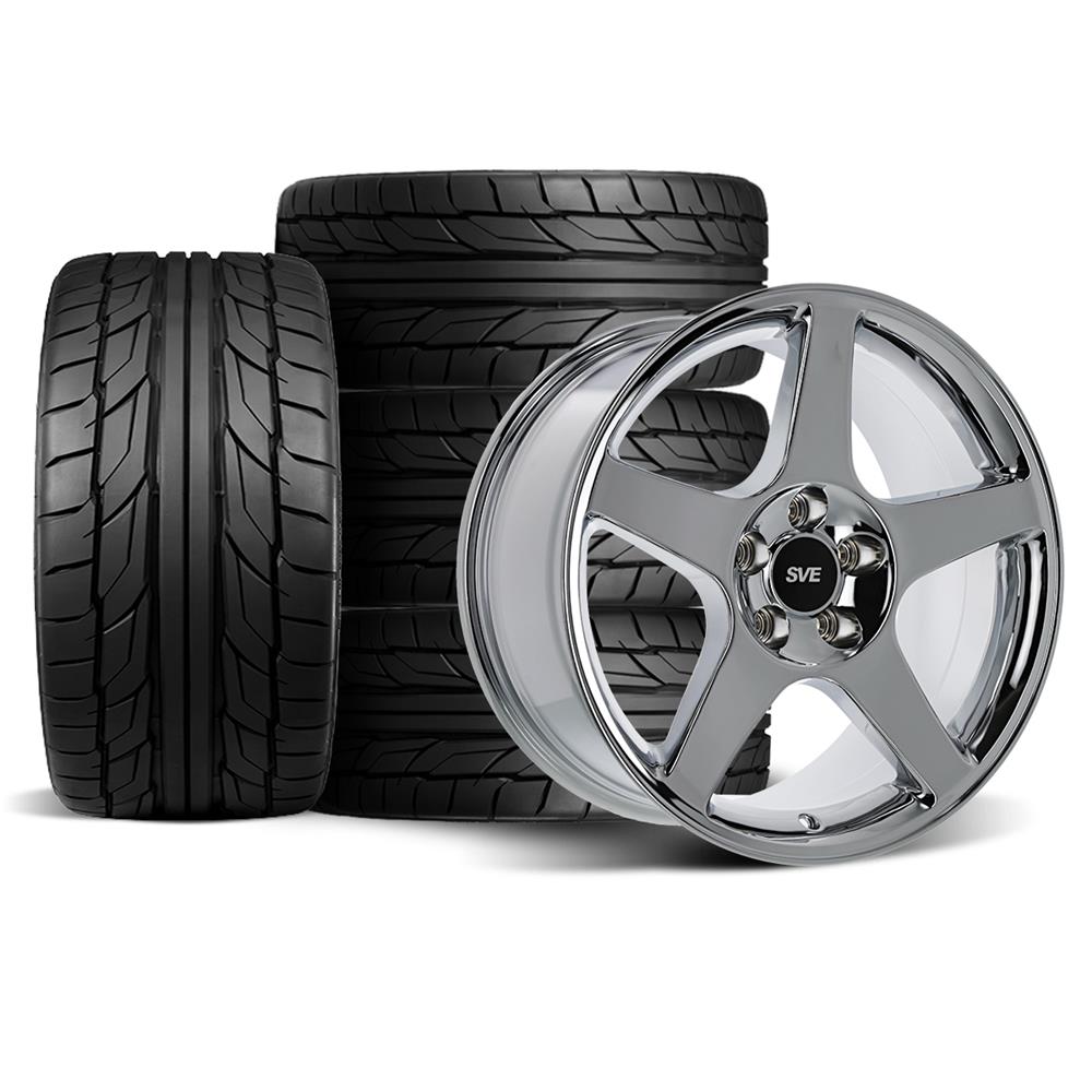 1994-04 Mustang SVE 03 Cobra Wheel & Nitto Tire Kit - 18x9  - Chrome