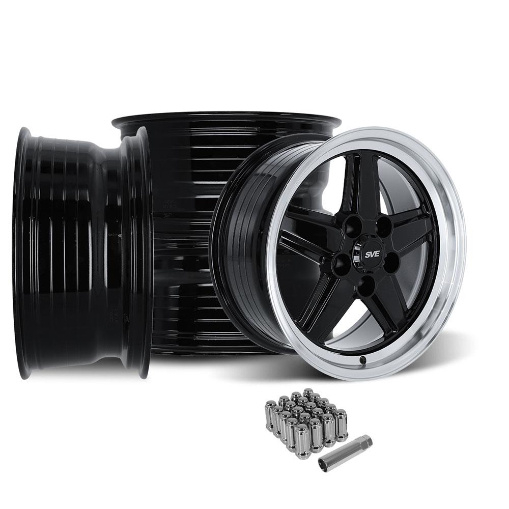 SVE Mustang 5 Lug S89 Wheel Kit - 17x8/9 - Black (79-93)