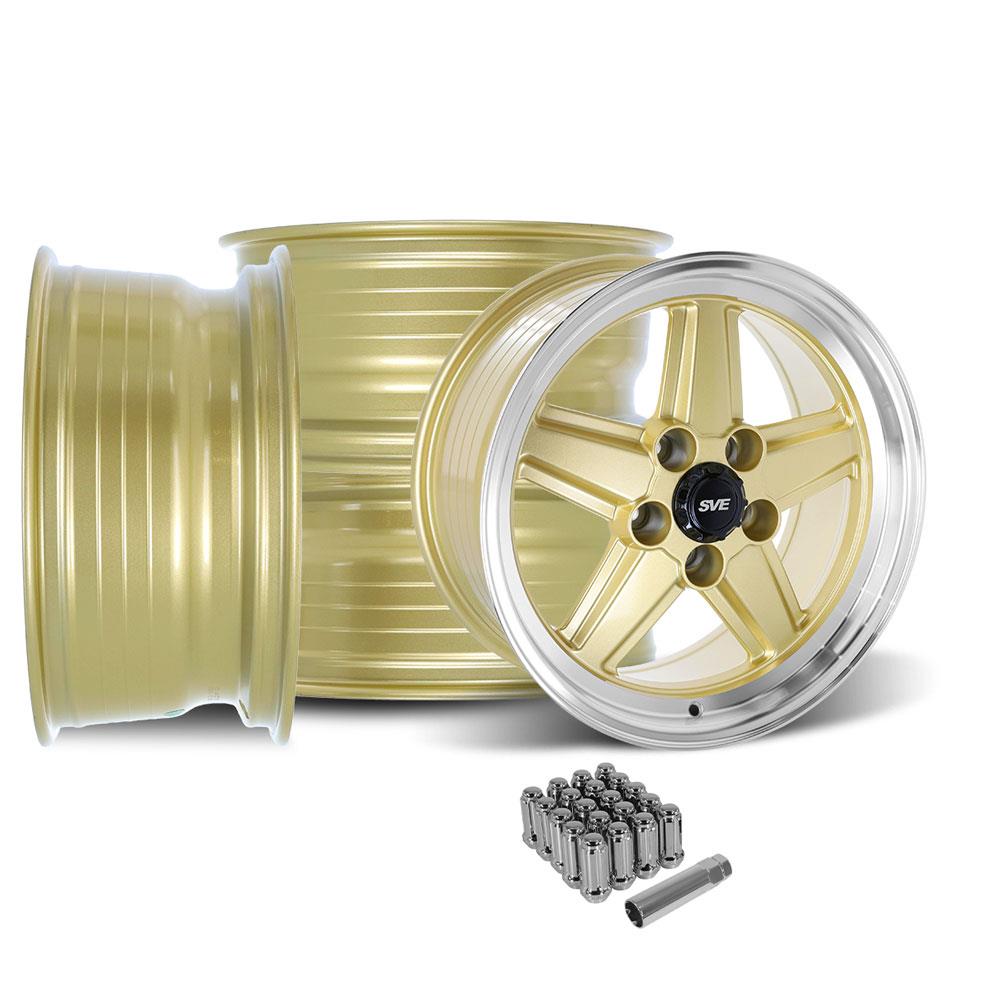 1979-93 Mustang SVE 5 Lug S89 Wheel Kit - 17x8/9  - Gold