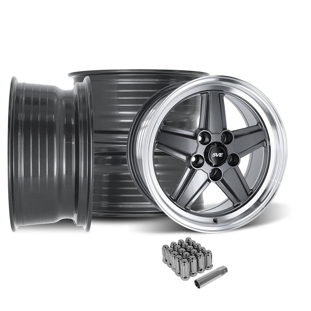 1979-93 Mustang SVE 5 Lug S89 Wheel Kit - 17x8/9  - Gunmetal