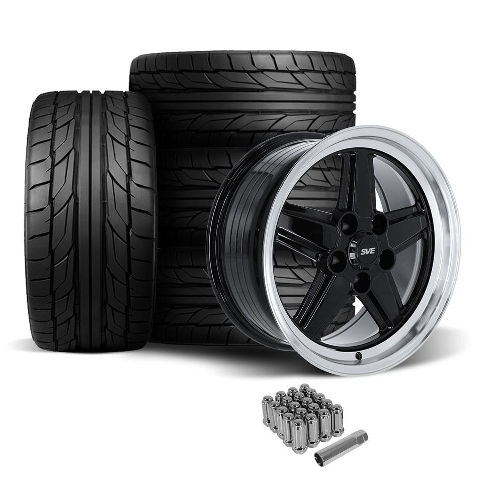 1979-93 Mustang SVE 5 Lug S89 Wheel & Nitto Tire Kit  - 17x8/9 - Black