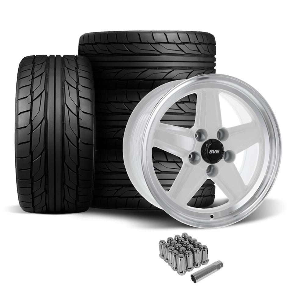 SVE Mustang 5 Lug S89 Wheel & Nitto Tire Kit - 17x8/9 - White (79-93)