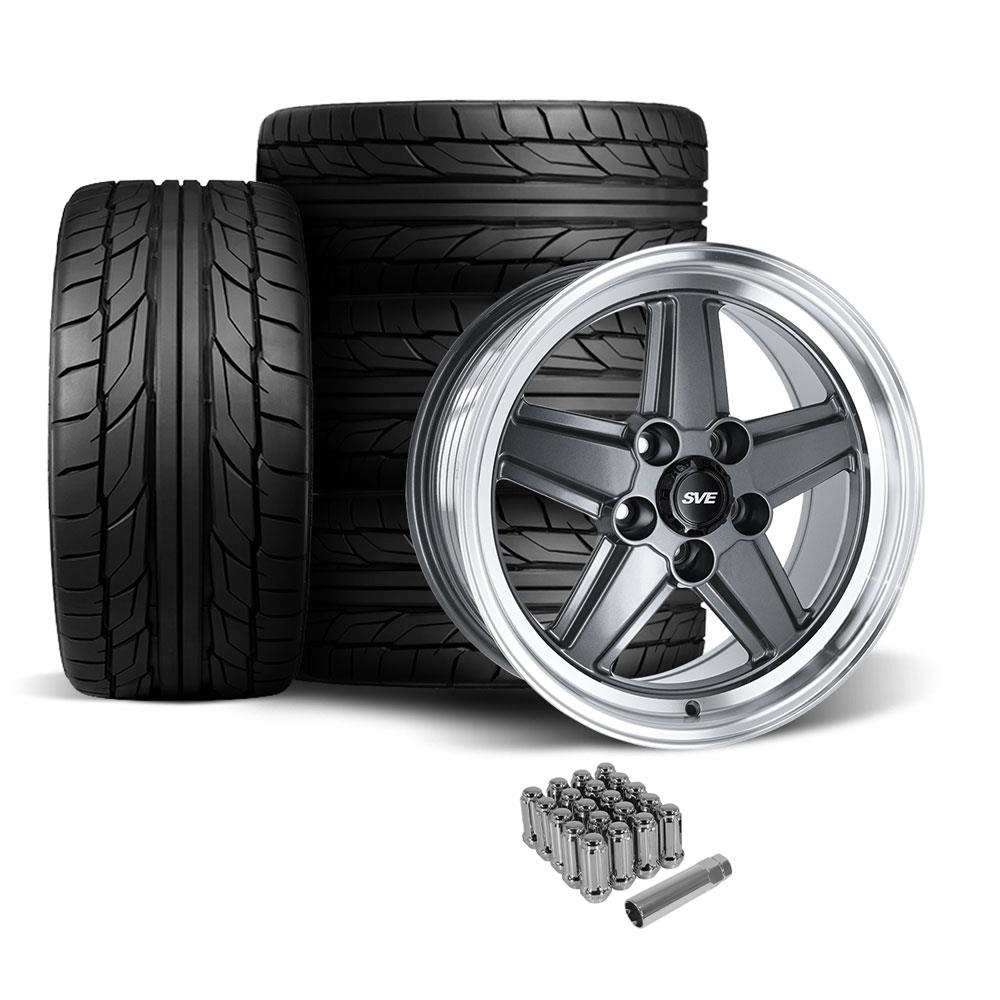 1979-93 Mustang SVE 5 Lug S89 Wheel & Nitto Tire Kit  - 17x8 - Gunmetal