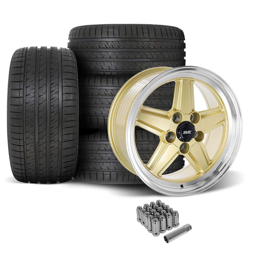 1979-93 Mustang SVE 5 Lug S89 Wheel & Sumitomo Tire Kit  - 17x8/9 - Gold