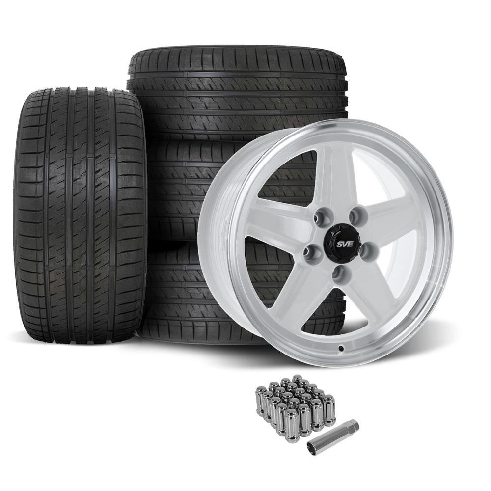 1979-93 Mustang SVE 5 Lug S89 Wheel & Sumitomo Tire Kit  - 17x8/9 - White