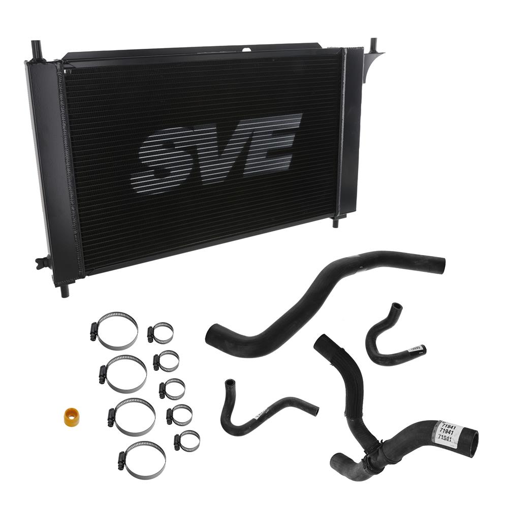 1996 Mustang SVE Aluminum Radiator & Rubber Hose Kit  - Black 4.6 2V