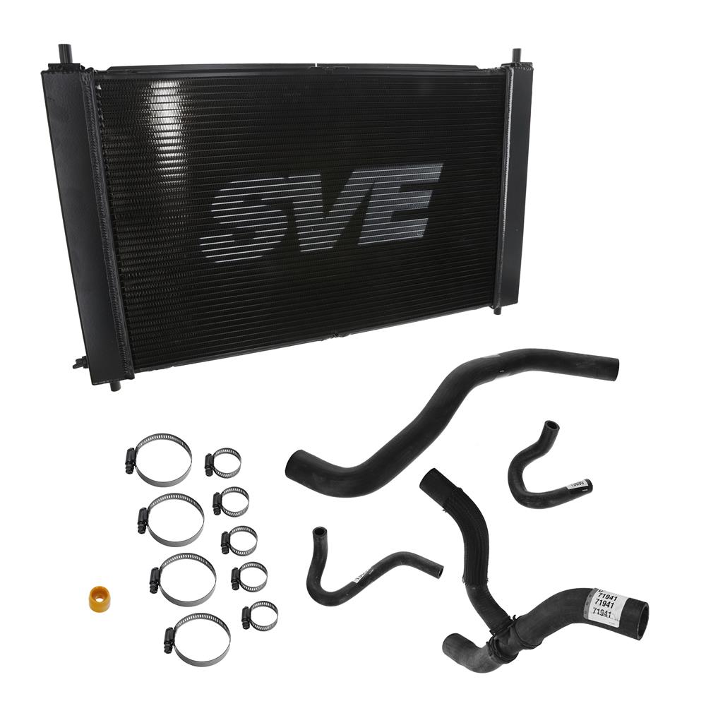 1997-00 Mustang SVE Aluminum Radiator & Rubber Hose Kit  - Black 4.6 2V