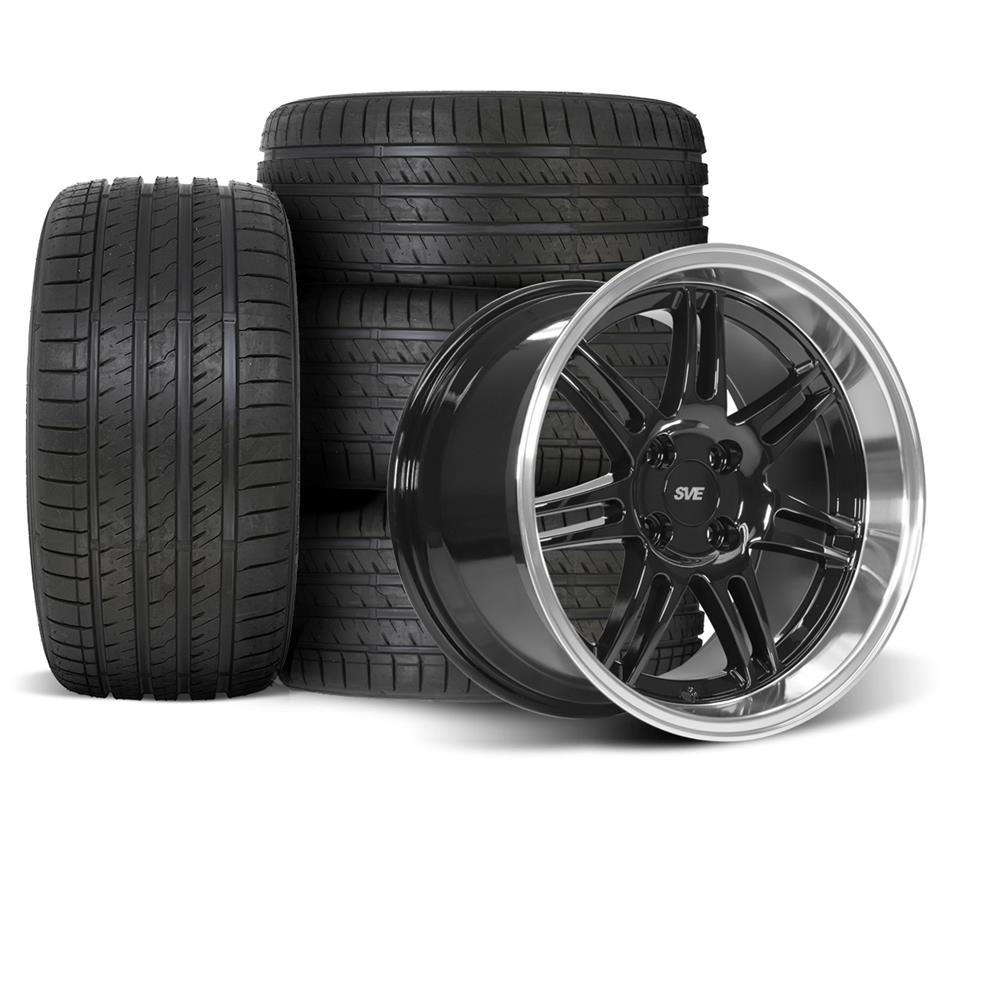 1979-93 Mustang SVE 4 Lug Anniversary Wheel & Sumitomo Tire Kit  - 17x9/10 - Black W/ Machined Lip