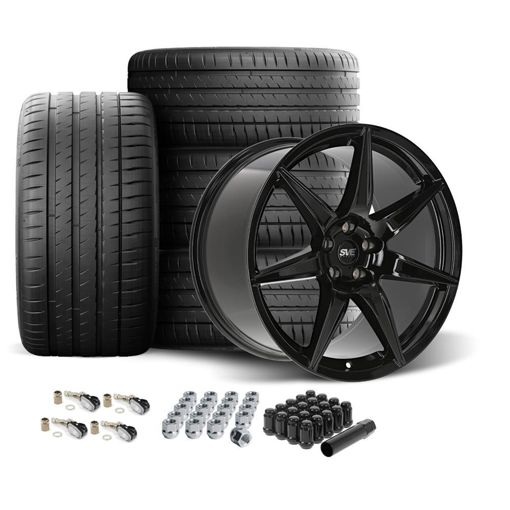 2020-2022 Mustang SVE CFX Forged Wheel & Michelin Sport 4S Tire Kit - 20x11/11.5 - Gloss Black - GT500