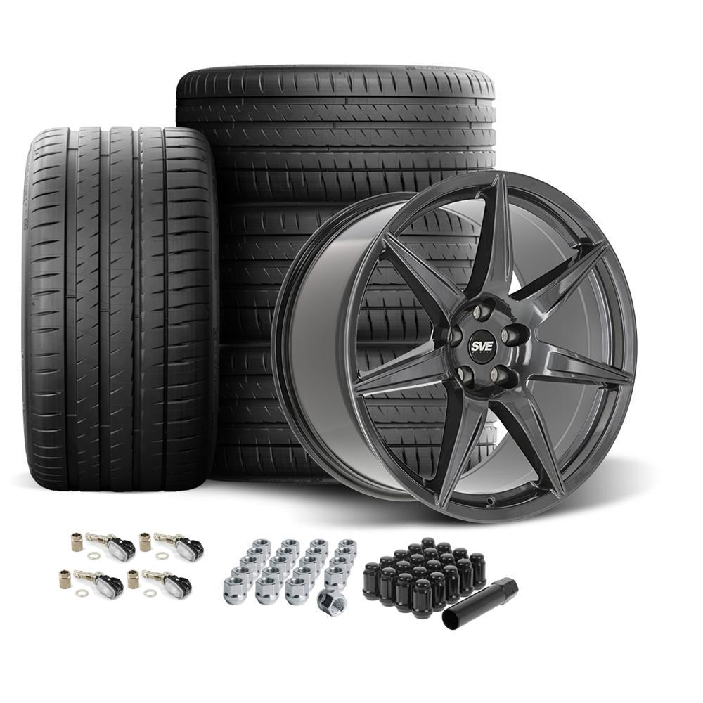 2020-2022 Mustang SVE CFX Forged Wheel & Michelin Sport 4S Tire Kit - 20x11/11.5 - Gloss Graphite GT500