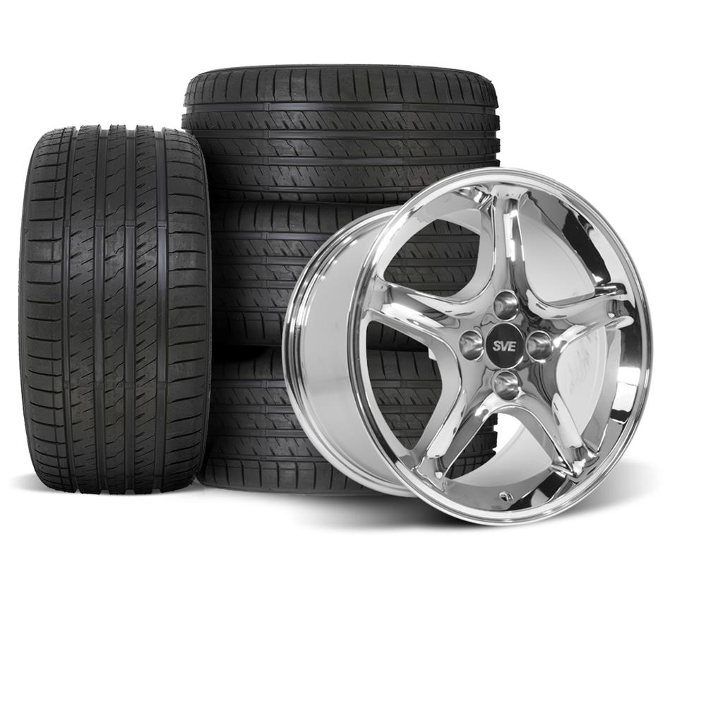Mustang Saleen SC Wheel & Tire Kit - Black w/ Lip - 18x8.5