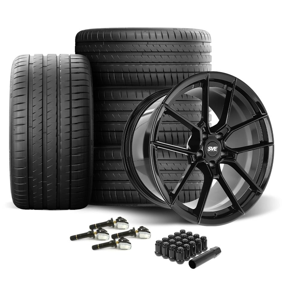 2015-23 Mustang SVE DHP1 Forged Wheel & Michelin Sport 4S Tire Kit  - 19x10.5/11 - Black Mach 1