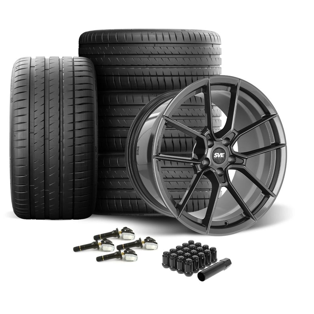 2015-23 Mustang SVE DHP1 Forged Wheel & Michelin Sport 4S Tire Kit  - 19x10.5/11 - Graphite Mach 1