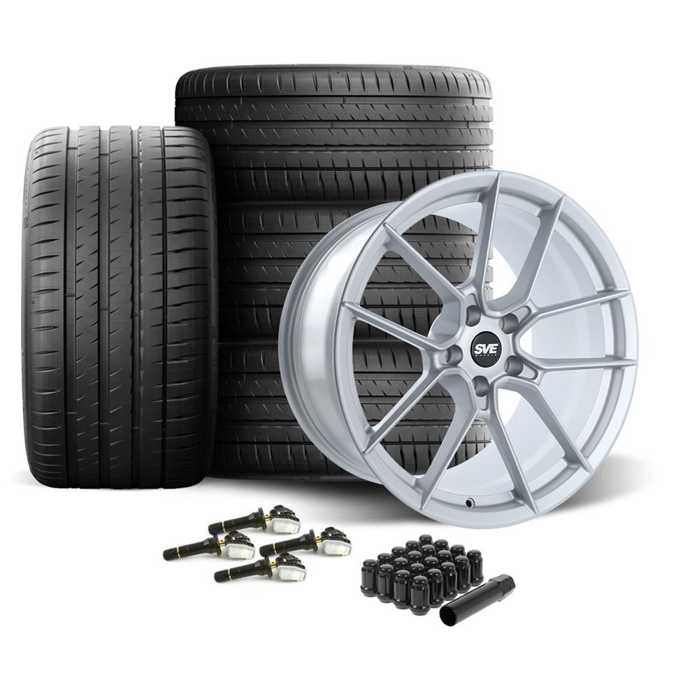 2015-23 Mustang SVE DHP1 Forged Wheel & Michelin Sport 4S Tire Kit  - 19x10.5/11 - Silver Mach 1