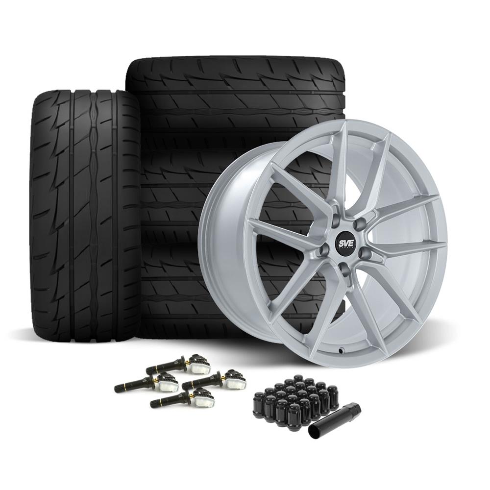 2015-23 Mustang SVE DHP1 Wheel & Firestone Tire Kit - 19x10/11  - Matte Silver