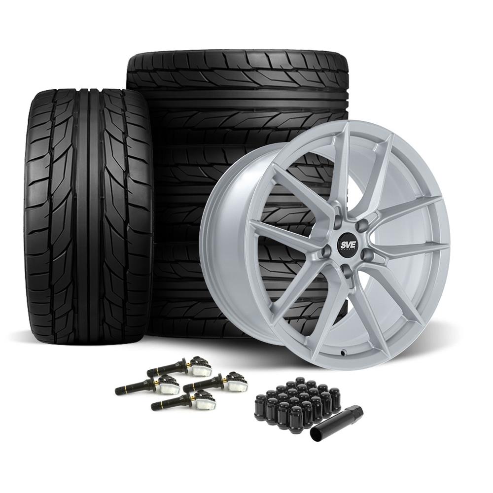 2015-23 Mustang SVE DHP1 Wheel & Nitto Tire Kit - 19x10/11  - Matte Silver