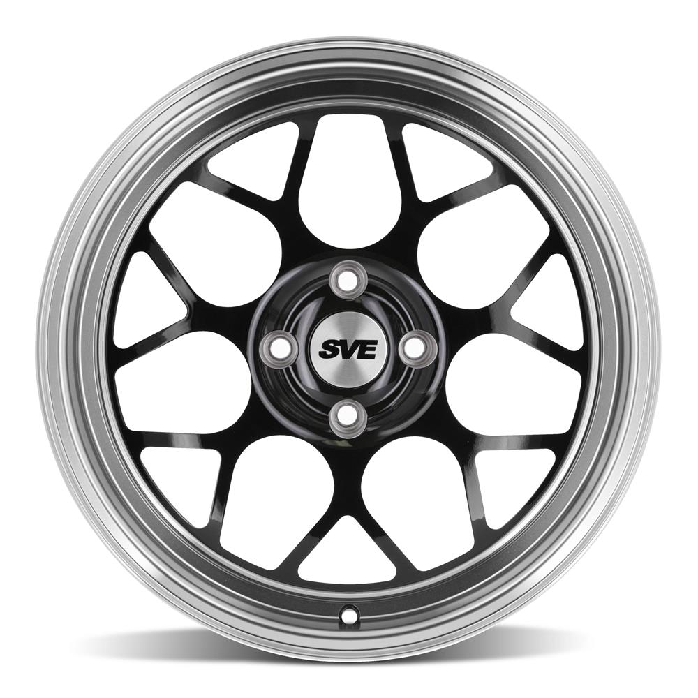 1979-93 Mustang SVE 4 Lug Drag Comp Wheel & Tire Kit - 17x4.5 & 15x10  - Gloss Black - M/T Tires