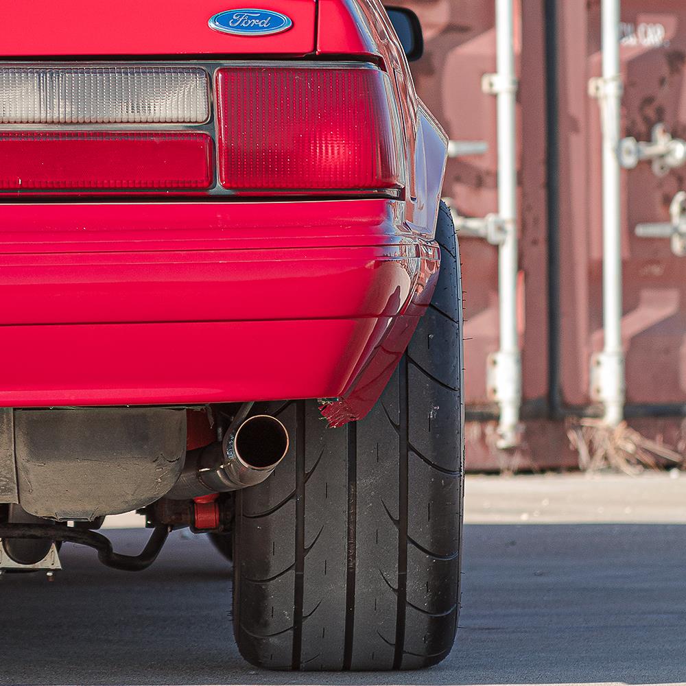 1979-93 Mustang SVE 4 Lug Drag Comp Wheel & Tire Kit - 17x4.5 & 15x10  - Gloss Black - M/T Tires