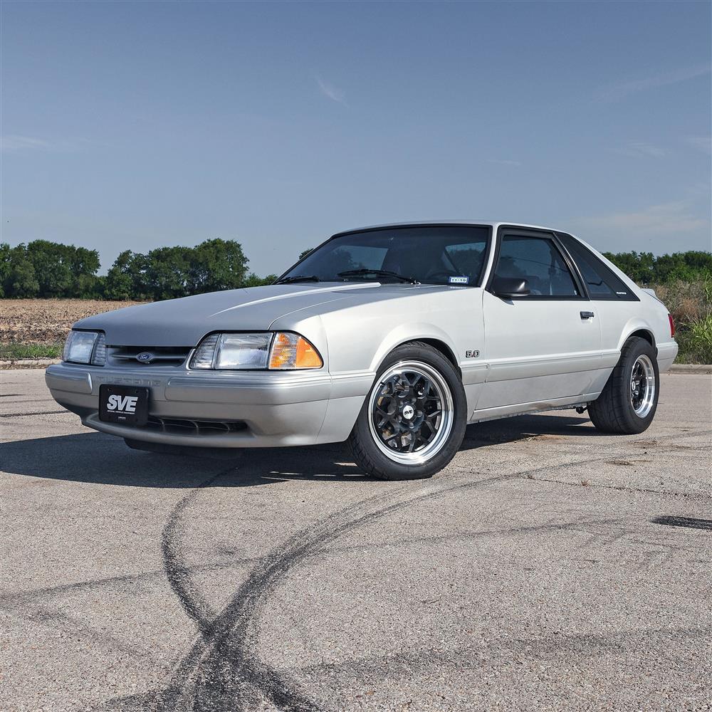 1994-04 Mustang SVE Drag Comp Wheel & Tire Kit - 17x4.5 & 15x10  - Gloss Black - M/T Tires