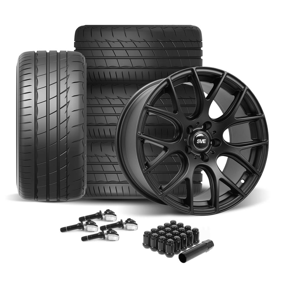 タイヤ・ホイール mustang125 SVE Mustang Drift Wheel & Firestone Tire Kit - 19x9.5 - Flat Black