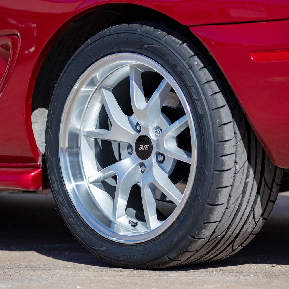 1994-2004 Mustang SVE FR500 Wheel & Nitto Tire Kit - 18X9/10 - Silver