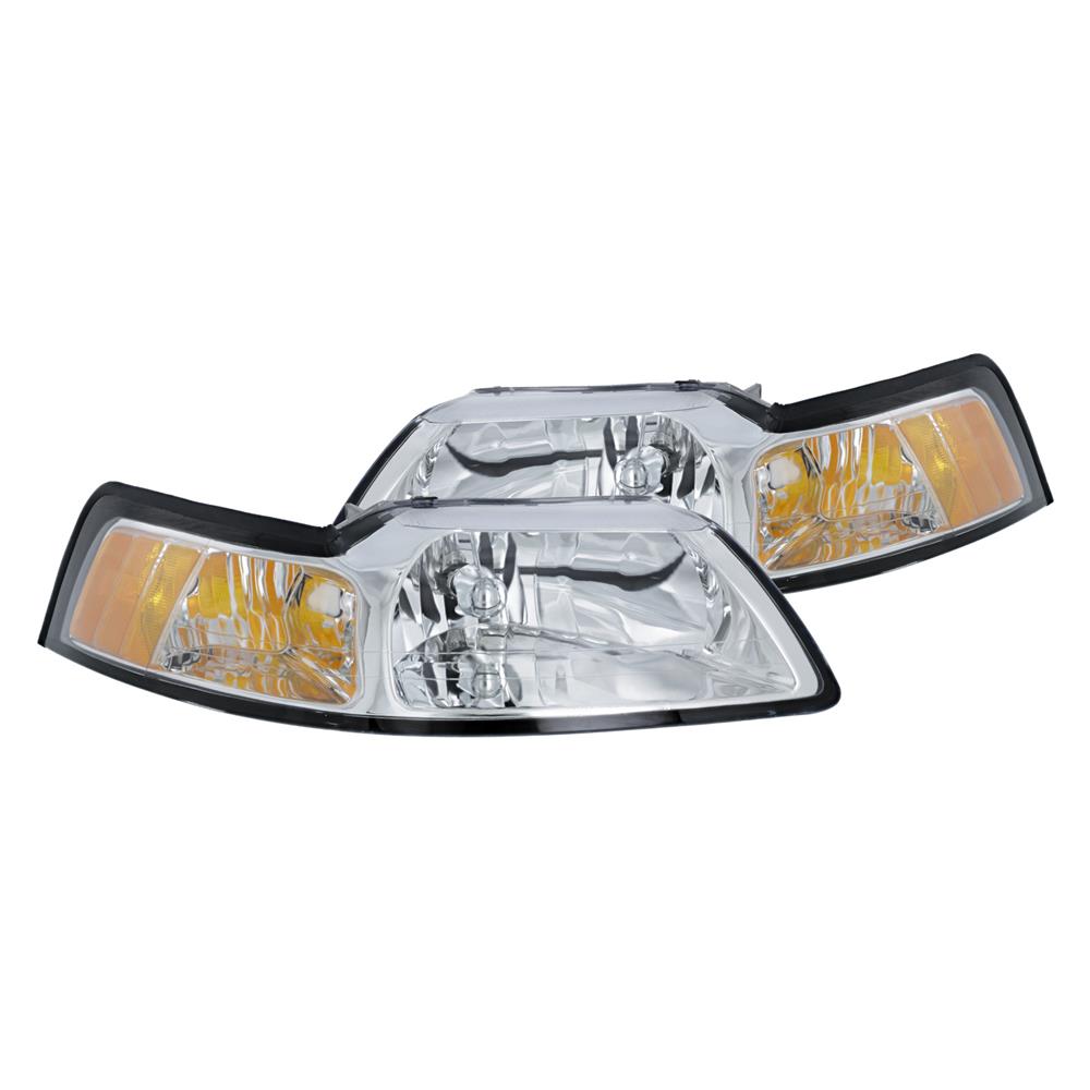 Mustang Headlight Kit Chrome Housings 99 00 New Edge