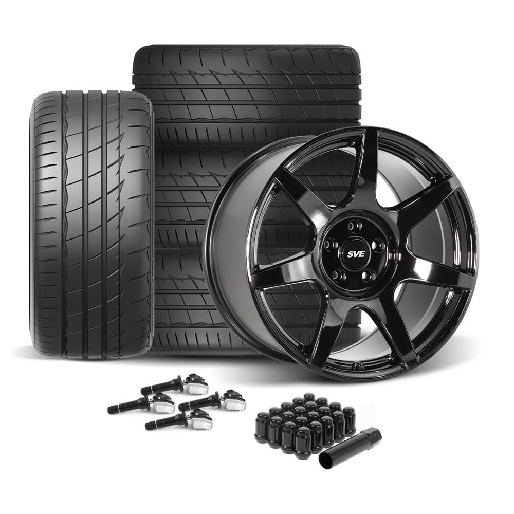 2015-2023 Mustang SVE R350 Wheel & Firestone Tire Kit - 19x10 - Gloss Black