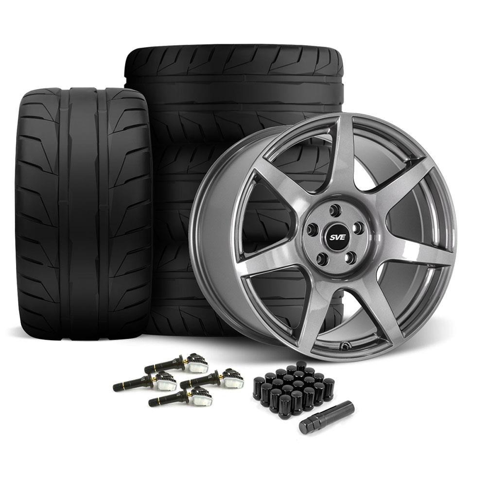 2024-26 Mustang SVE R350 Wheel & Nitto NT05 Tire Kit - 19x10/11  - Liquid Graphite