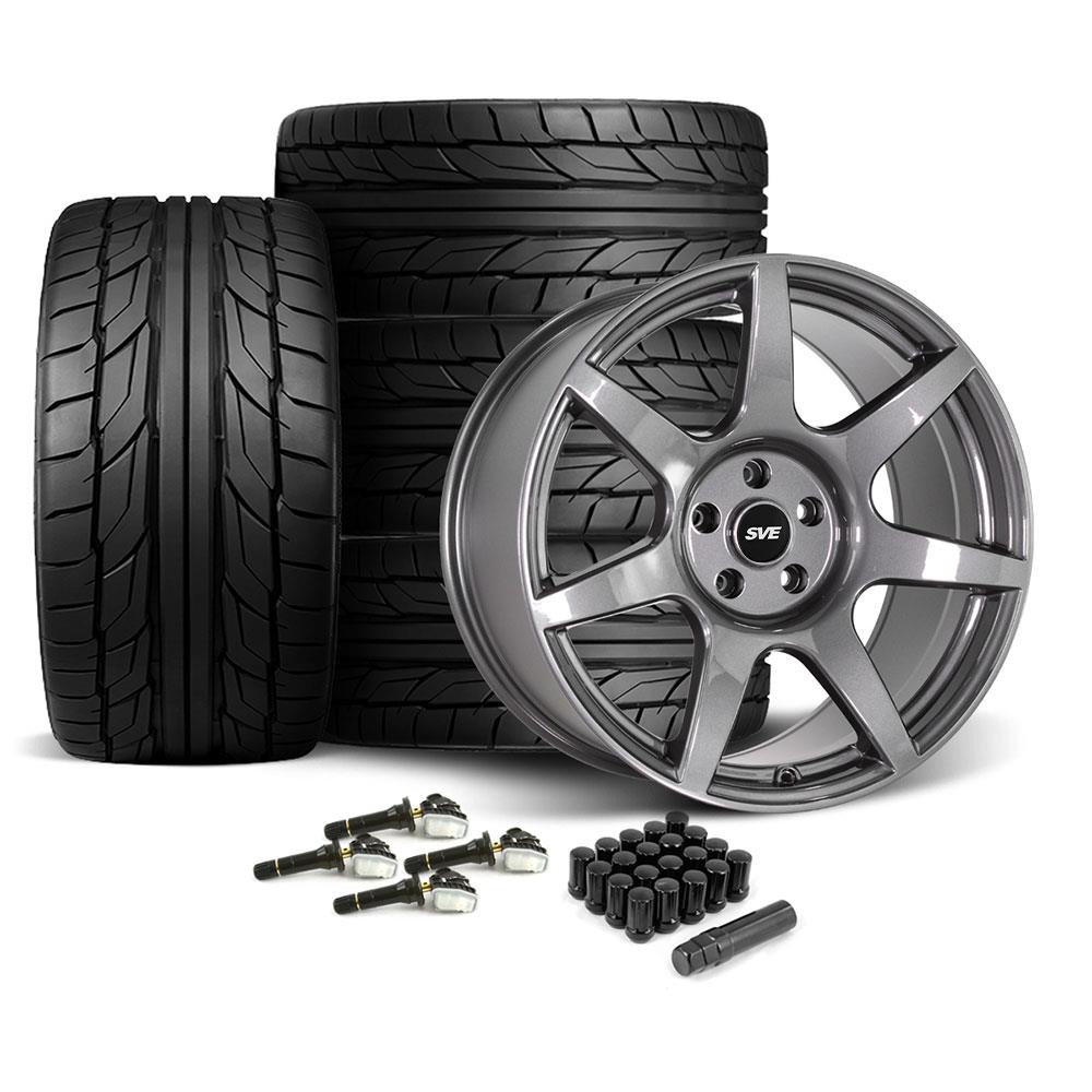 2015-23 Mustang SVE R350 Wheel & Nitto NT555 G2 Tire Kit - 19x10/11 - Liquid Graphite