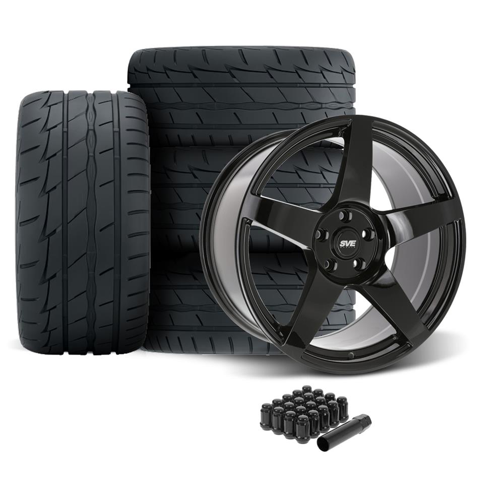 2005-2014 Mustang SVE R355 Wheel & Firestone Tire Kit - 19x10 - Gloss Black