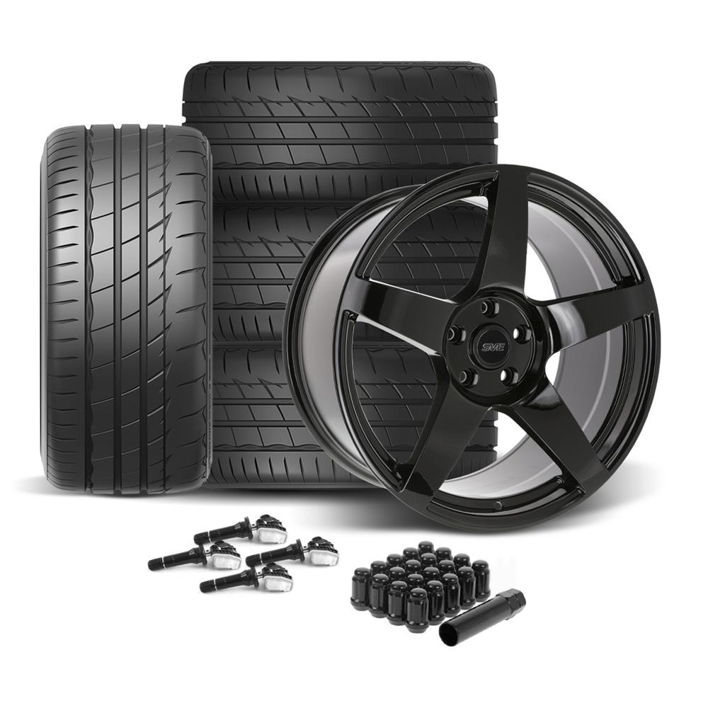 2015-2023 Mustang SVE R355 Wheel & Firestone Tire Kit - 19x10 - Gloss Black