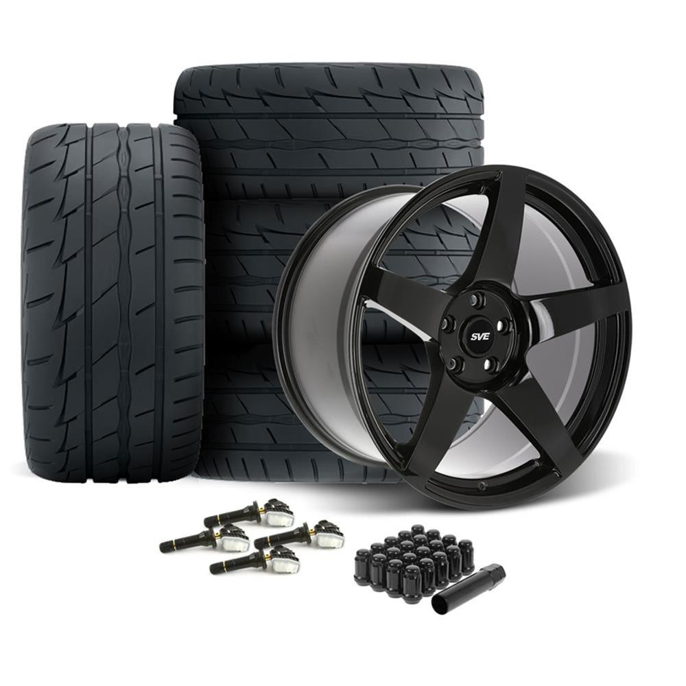SVE Mustang R355 Wheel & Firestone Tire Kit - 19x10 - Black (15-23)